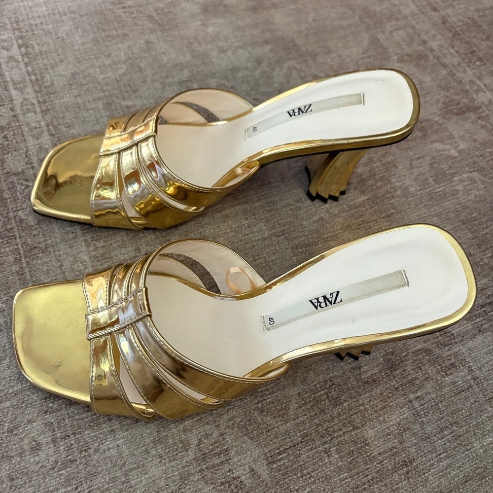 Zara gold heeled sandals